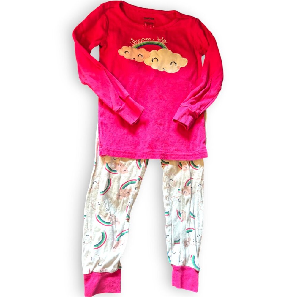 GYMBOREE Girls' "Dream Big" Rainbows and Clouds 2Pc Long Pajamas ~ Sz 4